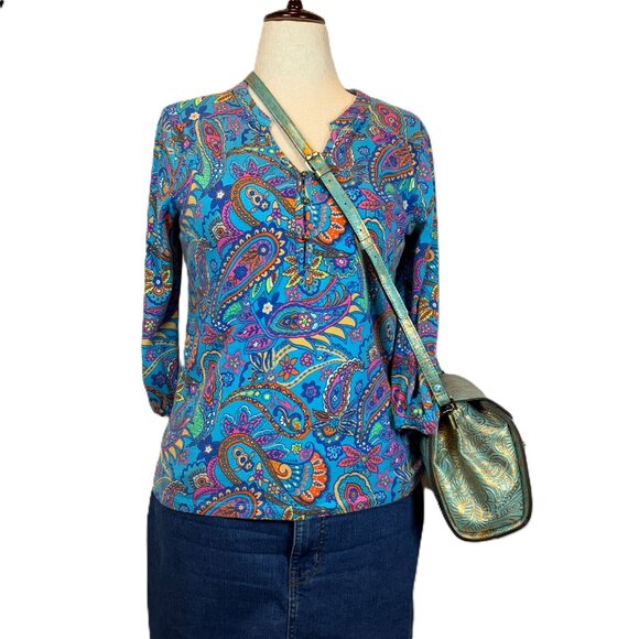 Caribbean Joe Tops - Caribbean Joe Paisley Henley soft and stretchy, Women's Size M
